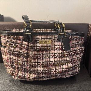 Coach Tweed Tote with Black Accents